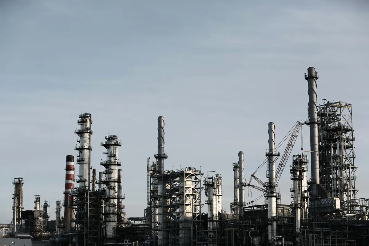 Exterior view of a modern factory or industrial facility